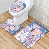 absorbent floor mat manga girl bathroom mats and rugs anti slip shower toilet mat sets room carpet home supplies floor covering