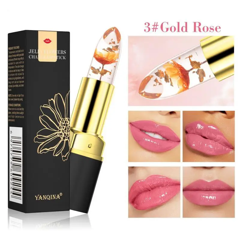 

Temperature Color Changing Lipstick Crystal Clear Flower Jelly Lip Balm Moisturizer PH Lipgloss Hydrating Plumping Lipstick