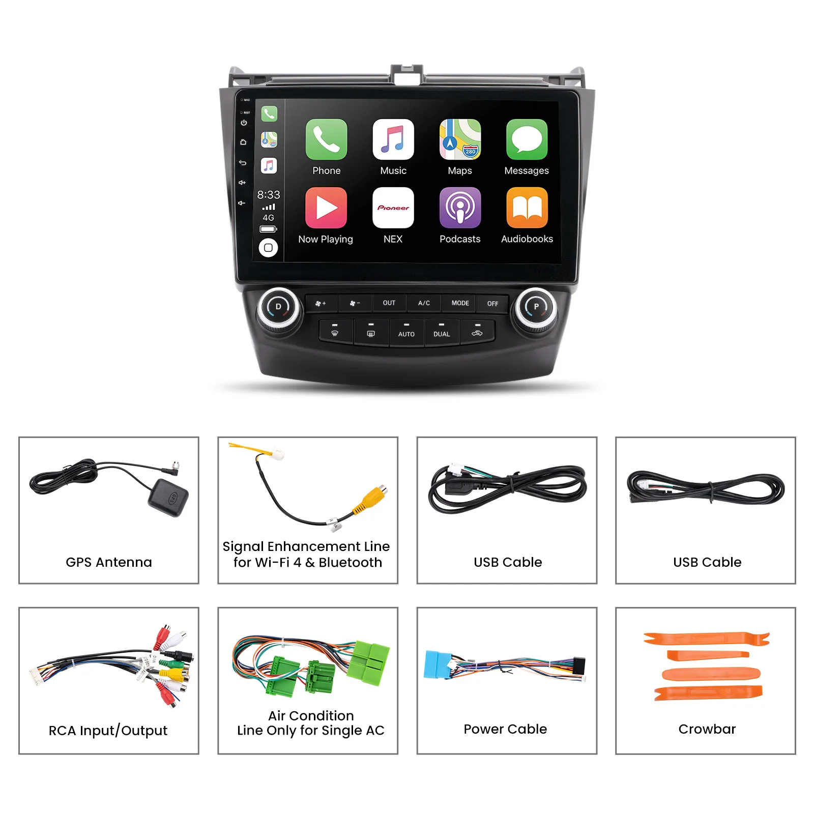 10.1'' Android 9.1 Car Stereo Radio DVD Player for Honda Accord 2003-04-05-06-07 GPS Navigation   Plastic