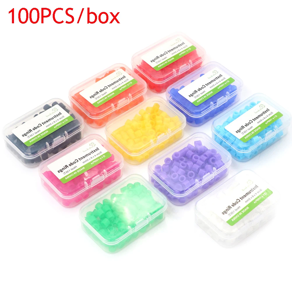 

100PCS/box Multi-Color Silicone Dental Instrument Color Code Rings Autoclavable Disinfection Orthodontic Universal Circle