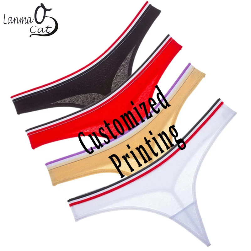 

Lady Sexy G String Panty Women Custom Design Print Logo Picture G String Underwear Female Cotton DIY Panty