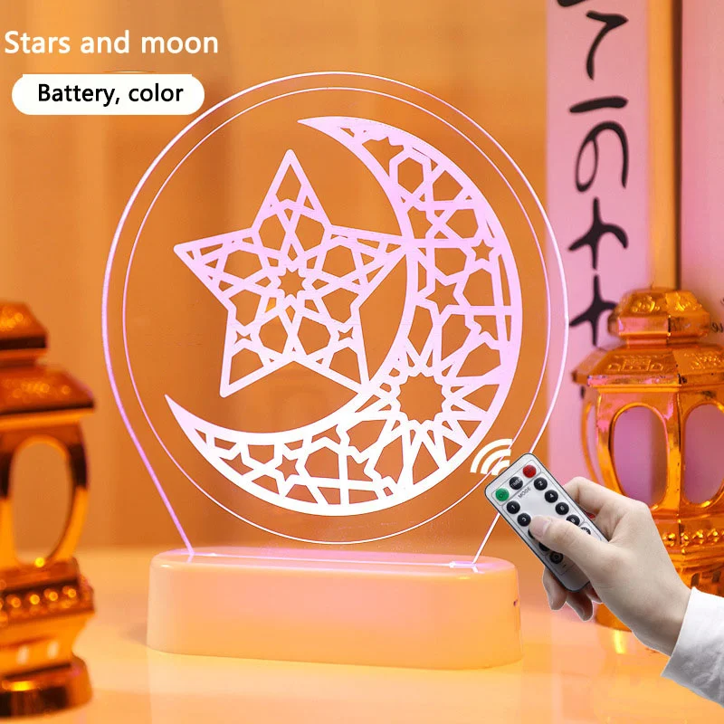 

Eid Mubarak 3D Acrylic LED Night Light Table Lamps Ramadan Decorations for Home Bedroom Cute Room Decor Valentine's Day Gifts