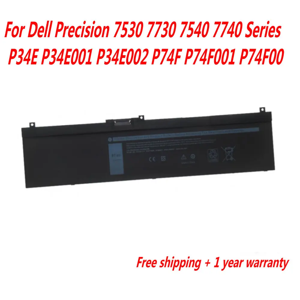 Высококачественный аккумулятор для ноутбука 97Wh NYFJH DELL Precision 7530 7730 7540 7740 Series P34E P34E001
