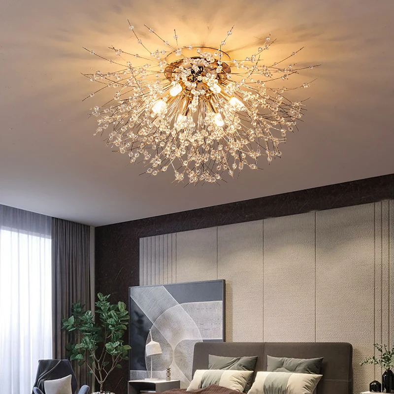 Dandelion Modern Crystal Ceiling Light Living Room Dining Room Decoration Led Ceiling Light Home Indoor Kitchen Bedroom Lighting