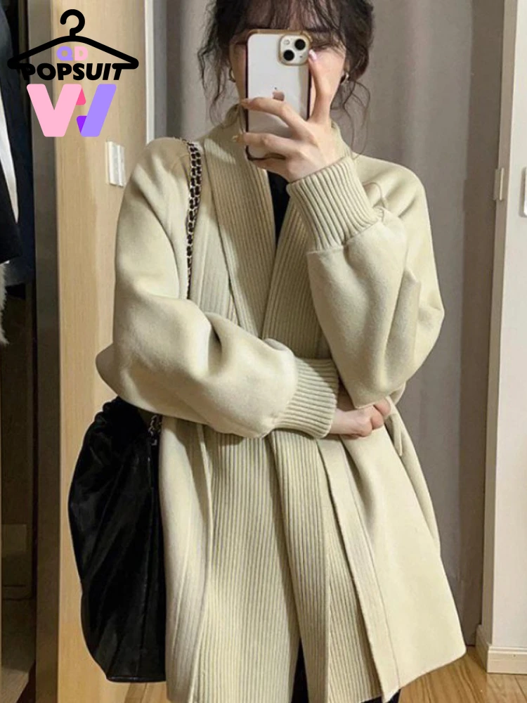 

New in Autumn Winter Women Knit Cardigan Jacket Lapel Loose Sweater Cardigan Women's Top Coats Commuter Casual Women's Clothing