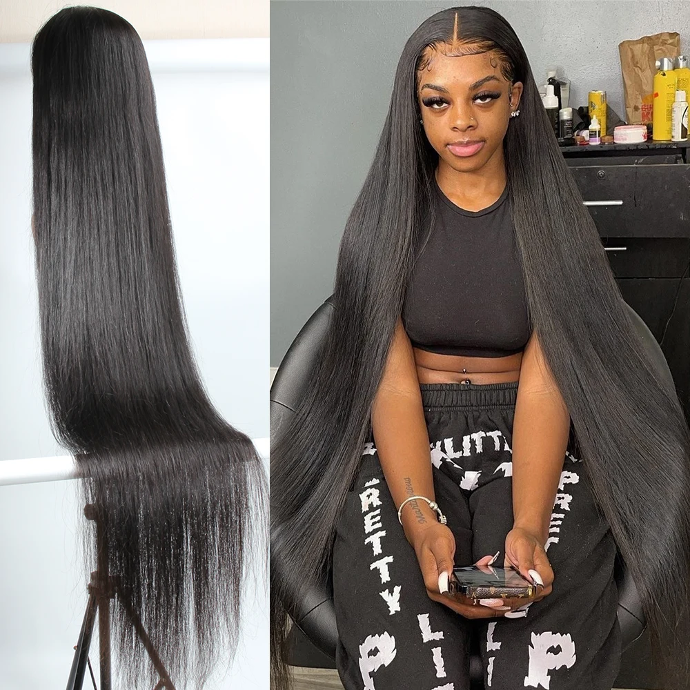 Парик фронтальный прямой Женский натуральные волосы HD 36 38 дюймов 13 х4 5 Х5 х6