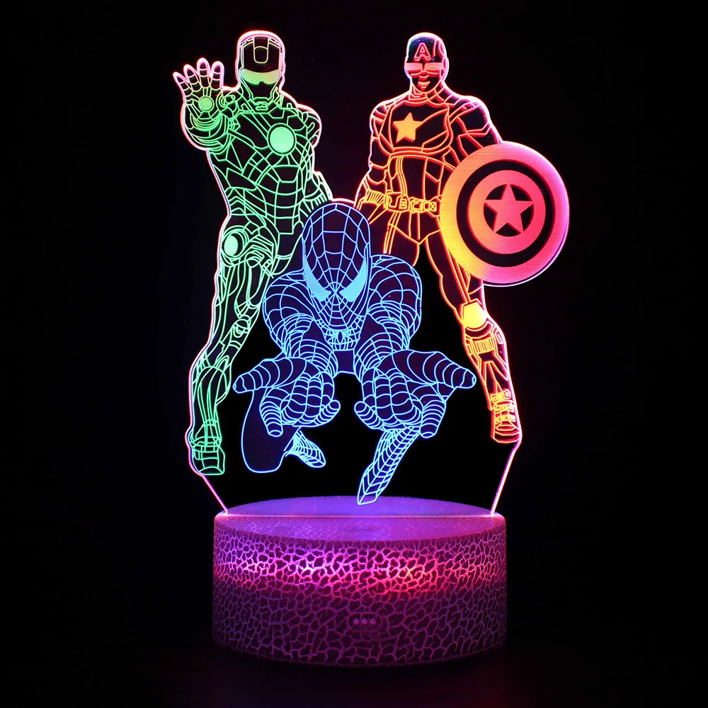 

Светодиодные ночные светильники Disney Спайдермен Железный человек Marvel с RC 3 цвета Heroe спальня ночник настольная лампа для детей подарок на ден...