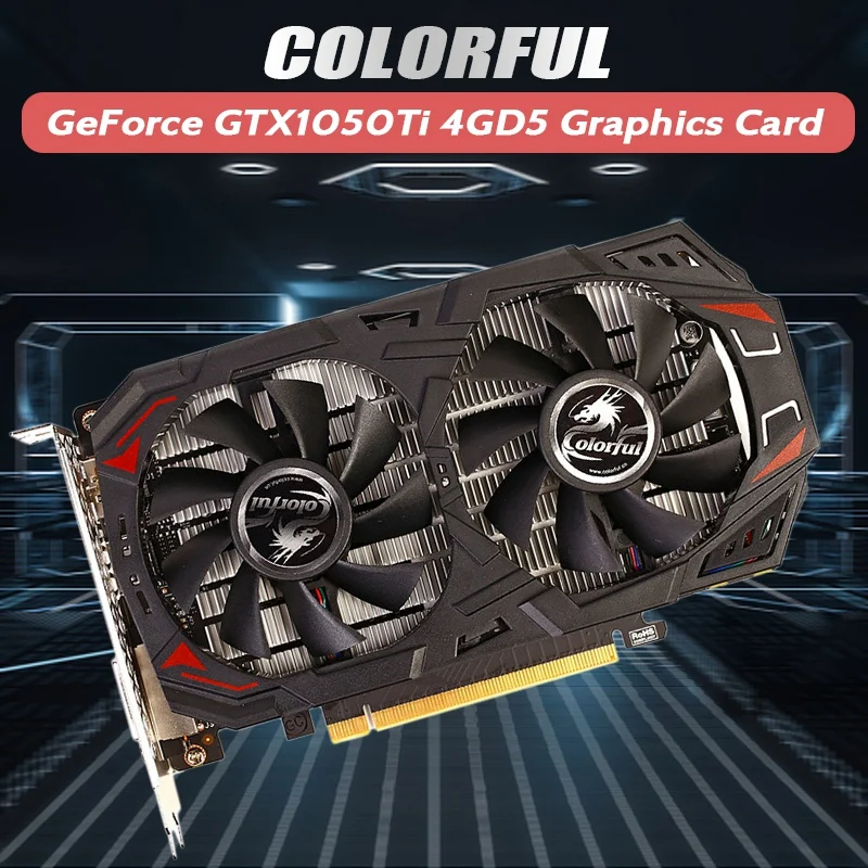 

COLORFUL GeForce GTX1050Ti 4GD5 Graphics Card 4G GDDR5 128 Bit 1290MHZ/1392MHZ 14Nm DVI+HDMI-Compatible+DP Gaming Video Card