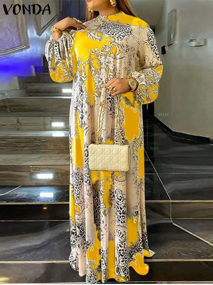 2022 летнее платье-макси VONDA женские платья с цветочным принтом для вечеринки