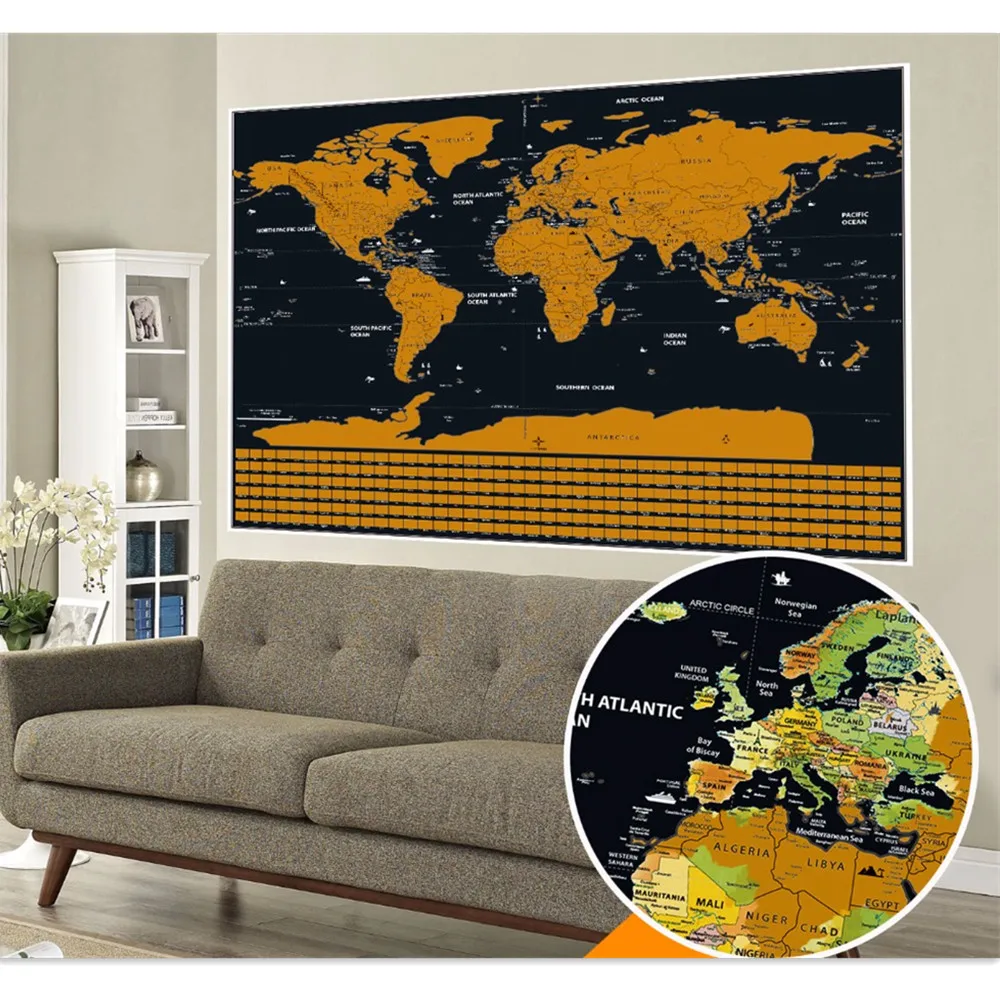 

World Scratch Off Map, National Geographical Knowledge Exploration Poster Gift For Child World Map Print Art Painting Wall Decor