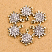 10pcs 16x22mm fashion crystal christmas snowflake charms pendant for necklaces earrings diy bracelets jewelry making accessories