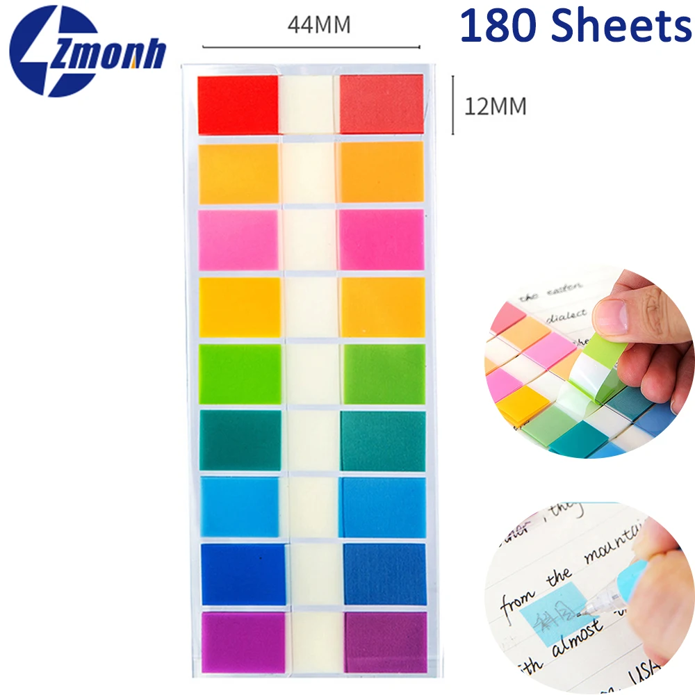 

180 Sheets Transparent Sticky Notes Page Marker Book Tabs Index Sticky Bookmarks Memo Pad Notepad Stickers School Stationery