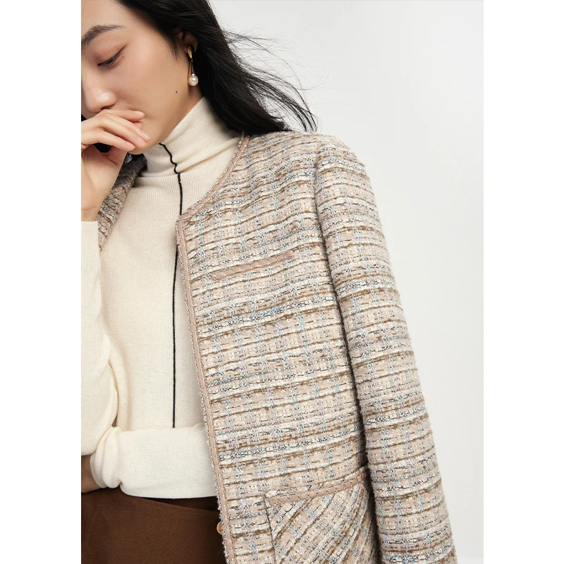 2023 Tweed Jacket  Wool  Polyester  90%  White Duck Down  High Street  Abrigos De Mujer Casacos Femininos Inverno Coat Women