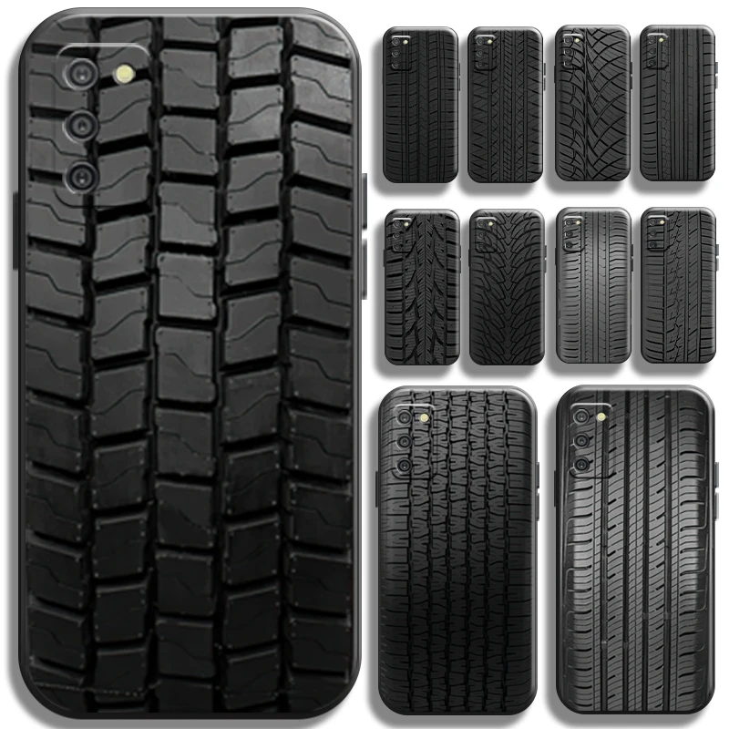 

Black Tyre Tread Texture Phone Case For Samsung Galaxy A03 A03S Full Protection Coque Carcasa Funda Liquid Silicon Shell Soft