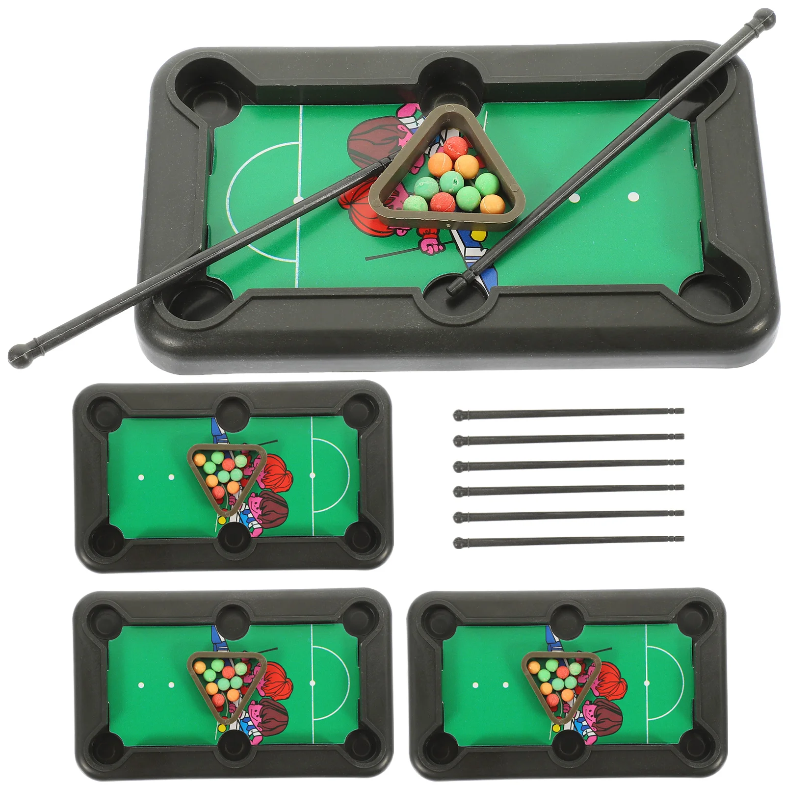 

4 Sets Mini Pool Table Game Billiards Table Pool Table Set Portable Tabletop Games