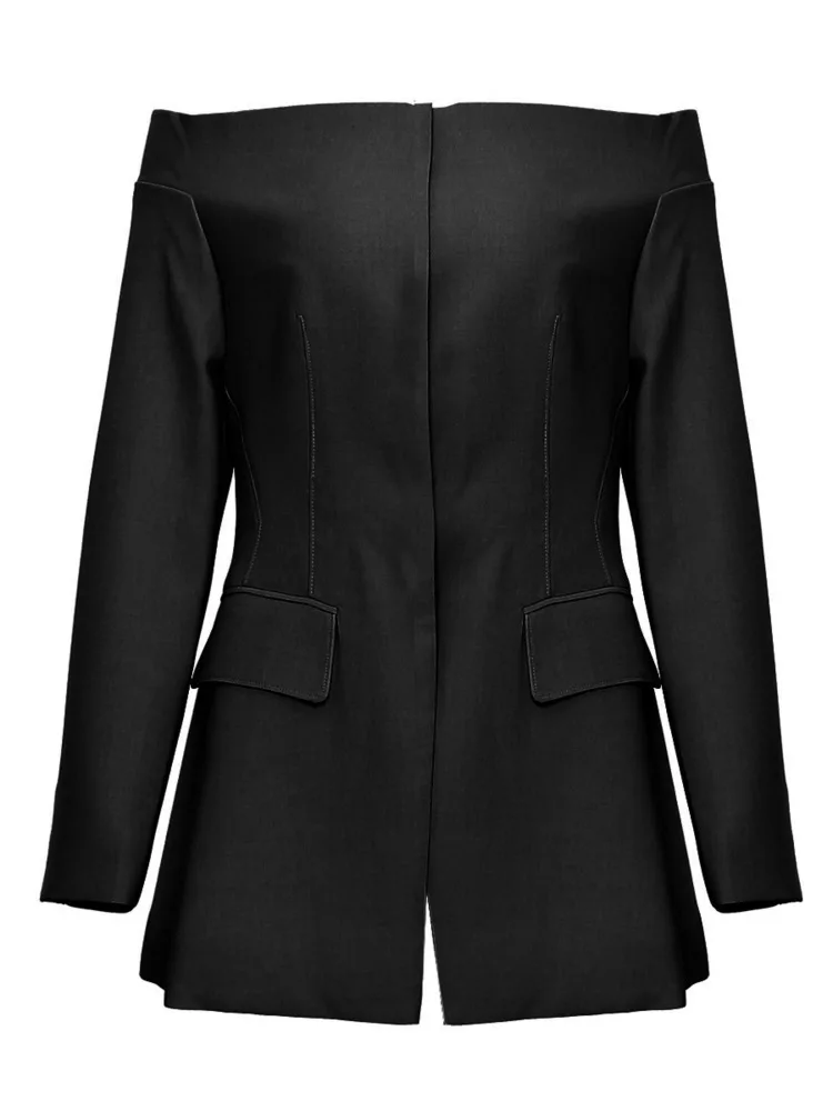 Женский блейзер с воротником-лодочкой на молнии