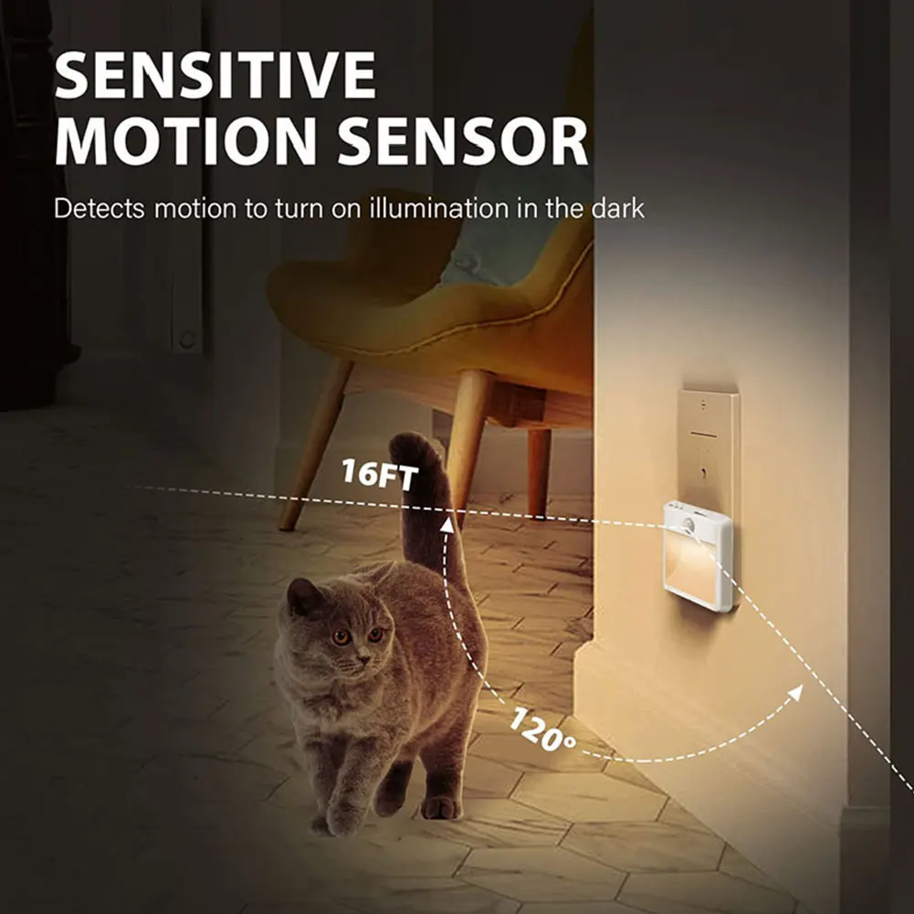 2 шт. ночник теплый белый автоматический датчик настенная вилка для спальни с
