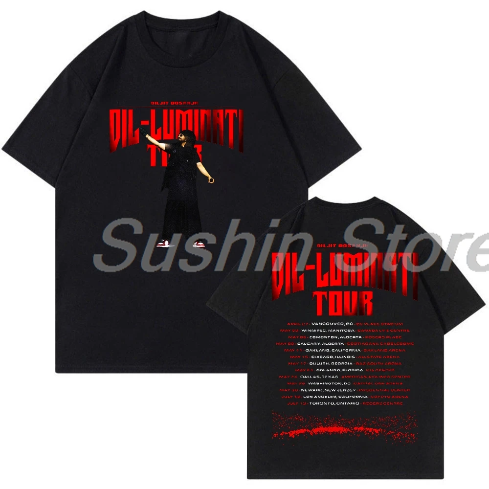 Diljit Dosanjh футболка с мистическим узором Dil-Luminati Tour 2024 Merch круглым вырезом и коротким