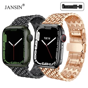 Бизнес-браслет из нержавеющей стали для Apple Watch Band 44 мм 40 мм 45 мм 42 мм Корреа браслет Ссылка для iWatch серии 7 6 SE 41 мм 38 мм