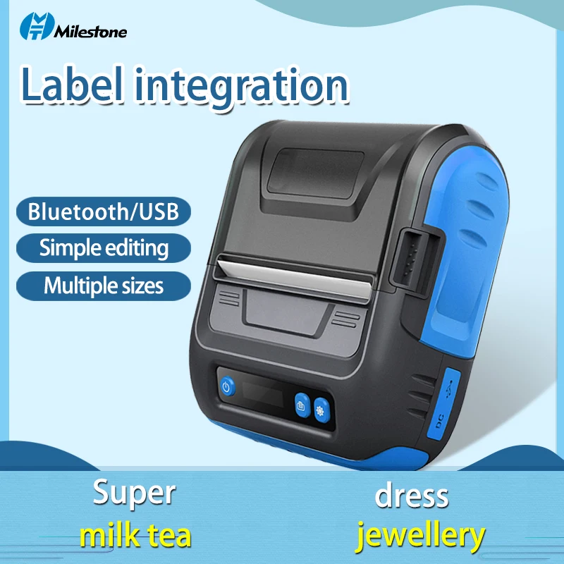Milestone 80mm 3inch Wireless Bluetooth Thermal Receipt Printer Label Maker Portable Sticker