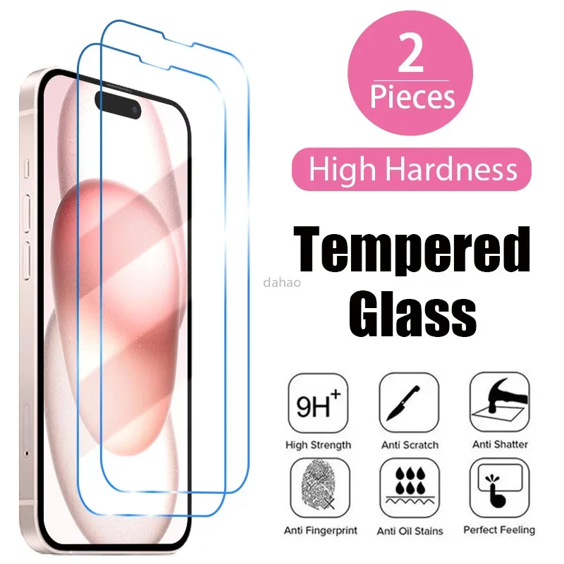 Закаленное стекло для iPhone, 2 шт., Защита экрана для iPhone 11 12 13 14 15 Pro XR X XS Max 15 14 12 Pro Max Mini 7 8 Plus