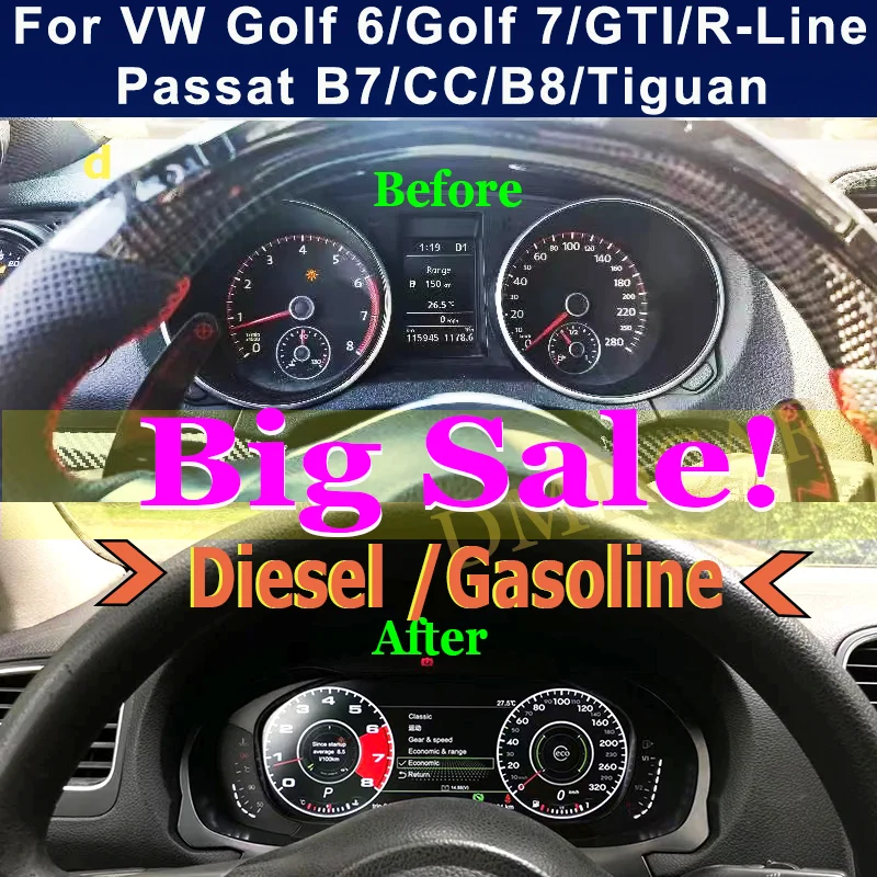 $595.00 Digital Dashboard Panel Virtual Instrument Cluster CockPit LCD Speedometer for VW Golf 7 Golf 6 GTI Passat B8 B7 B6 CC Scirocco