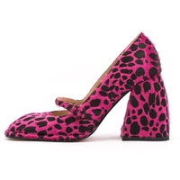 2022 new mary janes sexy leopard grain block high heels shoes pumps women shoes spring autumn dress party daily shoes