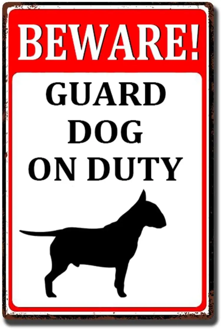 Tn Pntng Bewre Gurd Dog On Duty Sgns Metl Бесплатная ржавчина lumnum 8X12 nch