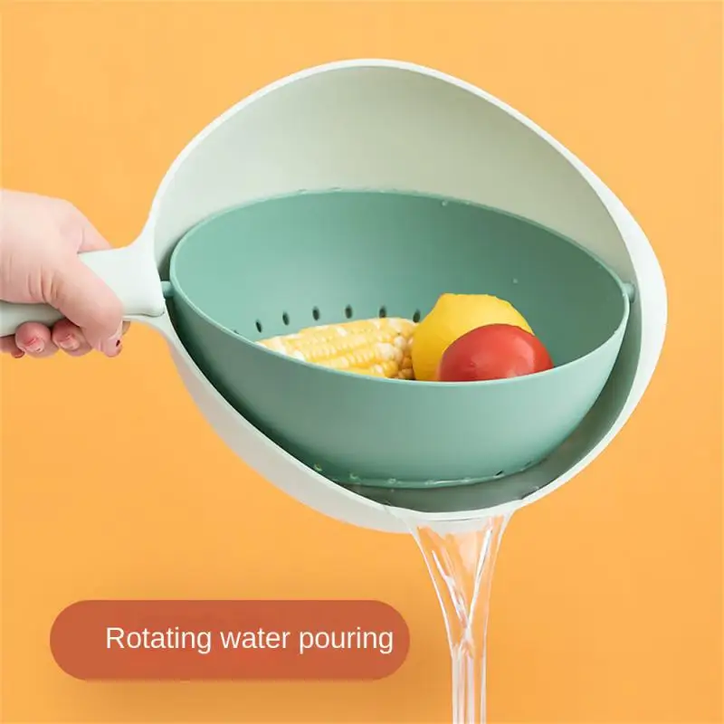 

Double-layer Drain Basket Strainer Basket New Multifunctional Rotatable Drain Basket Hand-held Vegetable Fruit Washing Baskets