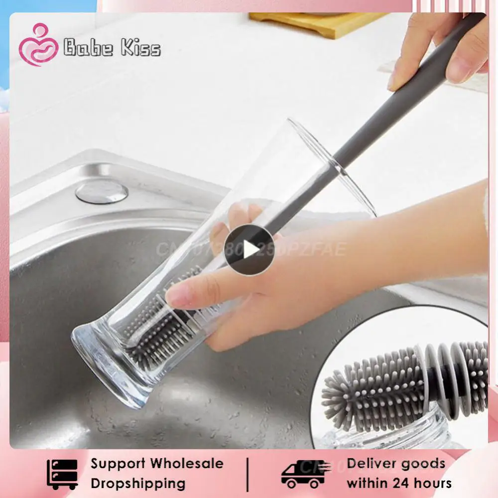 

Силиконовая щетка для бутылок с длинной ручкой, 1-40 шт., щетка для чистки бутылок с изоляцией, щетка для чистки бутылок с чашкой, щетка для мытья стеклянных стаканчиков с углом обзора 360 градусов
