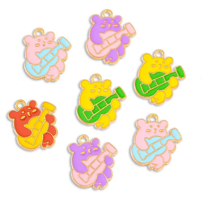 

Peixin 20Pcs Fashion Cute Mixed Enamel Colorful Bear Animal Necklace Pendant for Bracelet Key Handmade DIY Accessories Wholesale