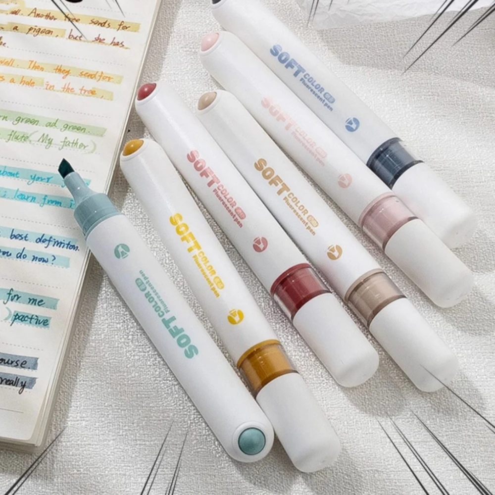 4pcs Mild Color Fluorescent Pens Set 1-4mm Clip Soft Tip Art Marker Spot Liner for Drawing Paint F7493
