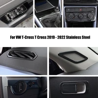 for vw t cross t cross 2019 2022 stainless steel car glass lift cigarette lighter air outlet headlamps adjustment cover trim