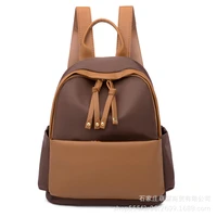 womens backpack high quality backpack soft pu leather stitching contrast 2022 luxury brand retro fashion versatile schoolbag