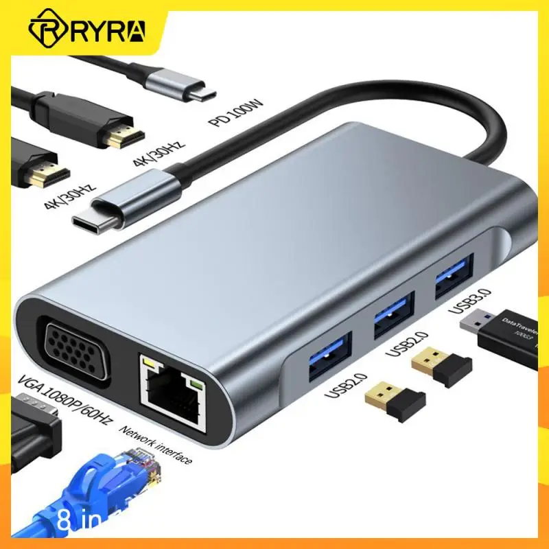 

Многофункциональная док-станция RYRA 8 в 1, USB 100 2,0, 4K, HDMI