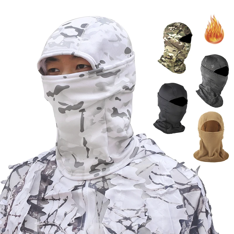 Зимняя флисовая маска для лица тактическая камуфляжная Балаклава спортивная