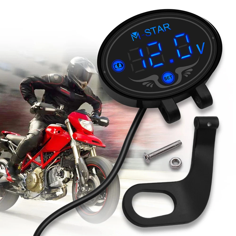 

9V-24V Motorcycle Parts LED Digital Voltmeter Voltage Meter Battery Gauge Panel Blue Red Green Whitr For Motorcycle Gauges