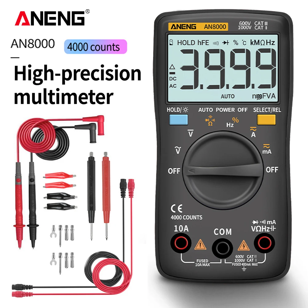 

ANENG AN 8000 Professional Digital Multimeter 4000 Counts Capacitor Tester Esr Meter Richmeters Inductance Meter Digital Tester