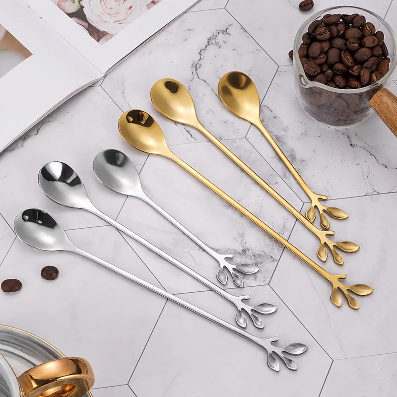 

Creative Stainless Steel Branch Leaves Coffee Spoon Christmas Stirring Tools Kitchen Accessories Teaspoon Cutlery Decoration New