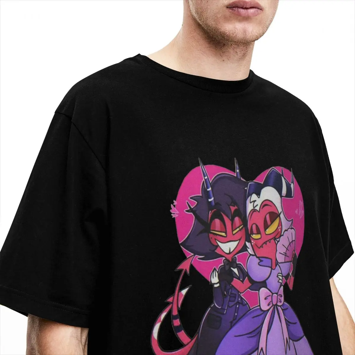 Мужская футболка с надписью Moxxie Millie Helluva-Boss креативная из чистого хлопка