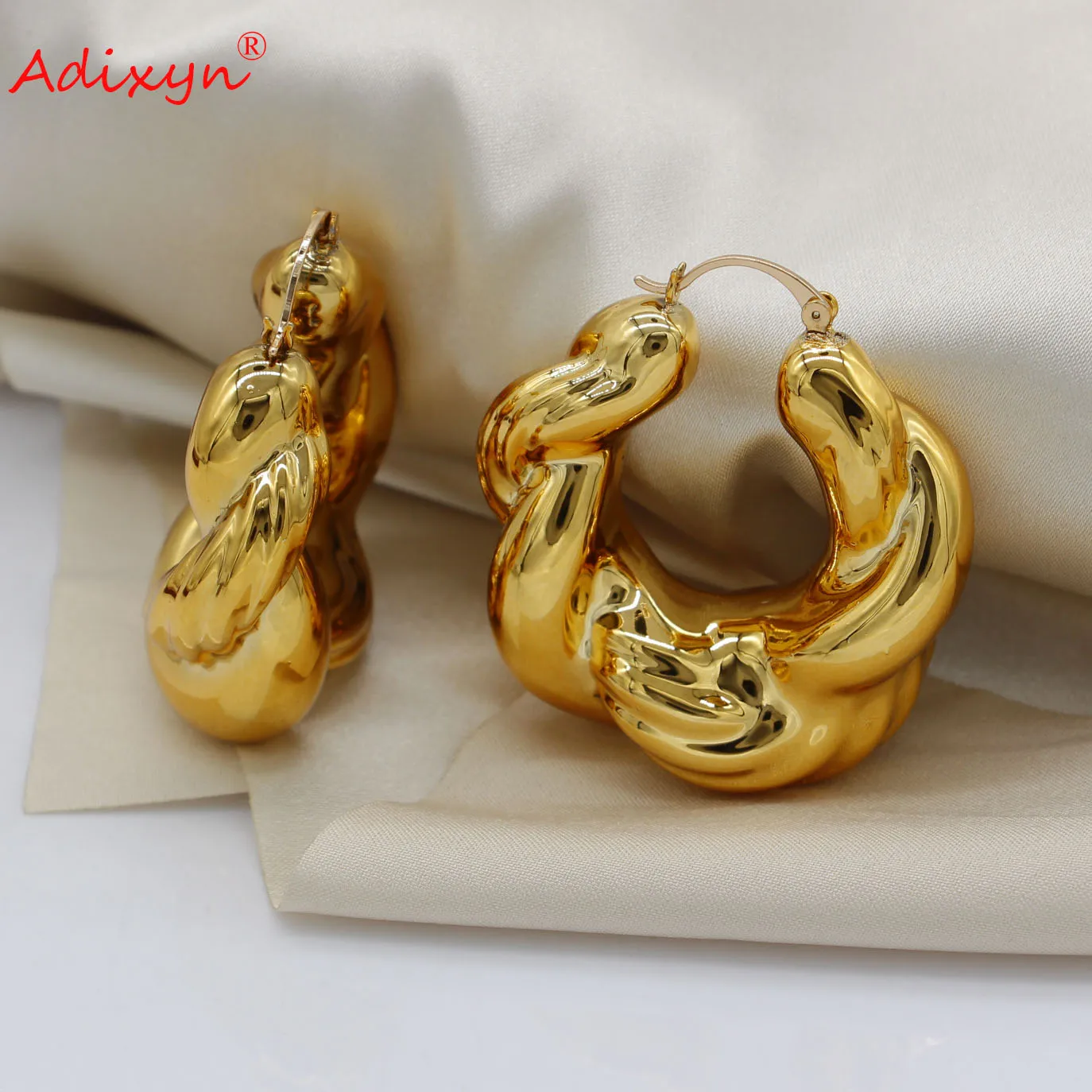 

Adixyn 2022 Dubai Gold Color Big Round Earrings for Women/Girls African Ornament Jewelry Gifts N063010