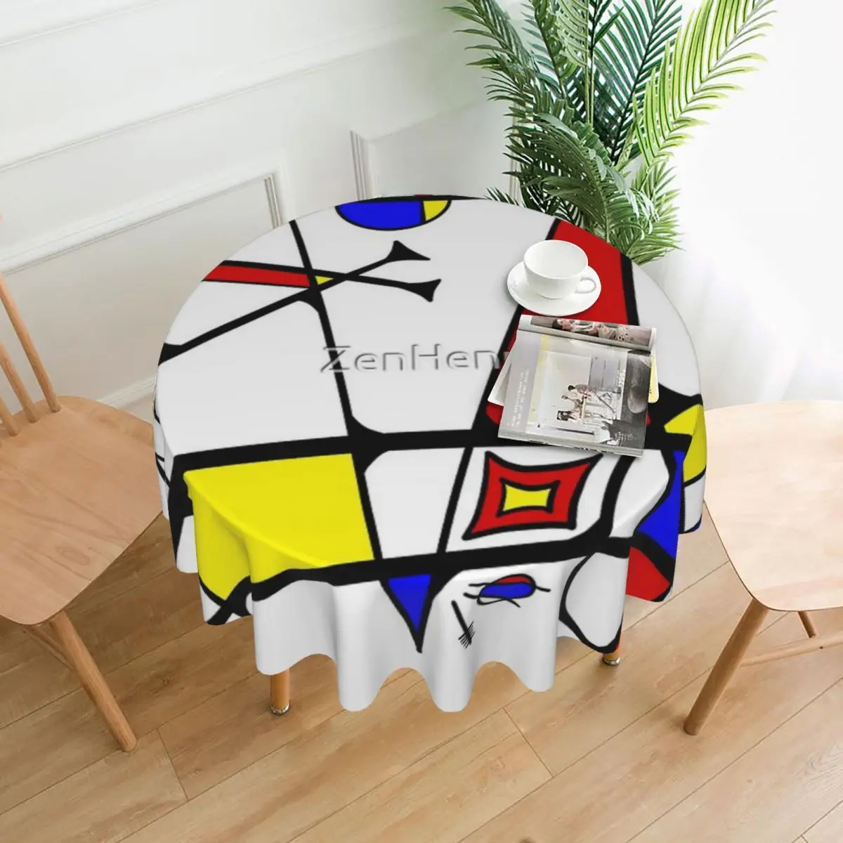 

Абстрактная скатерть в стиле Miro диаметром 60 дюймов, 152 см, мягкая декоративная рамка для помещений и улицы