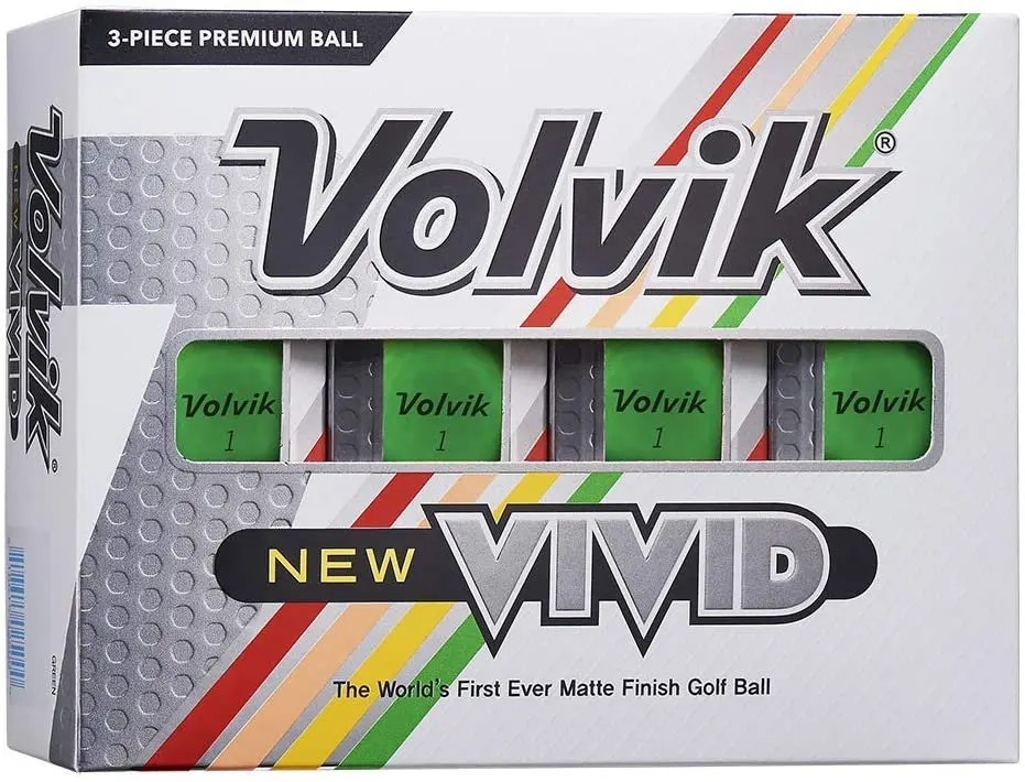 2020 Vivid 3 Piece Golf Balls Matte Green, 12 Pack