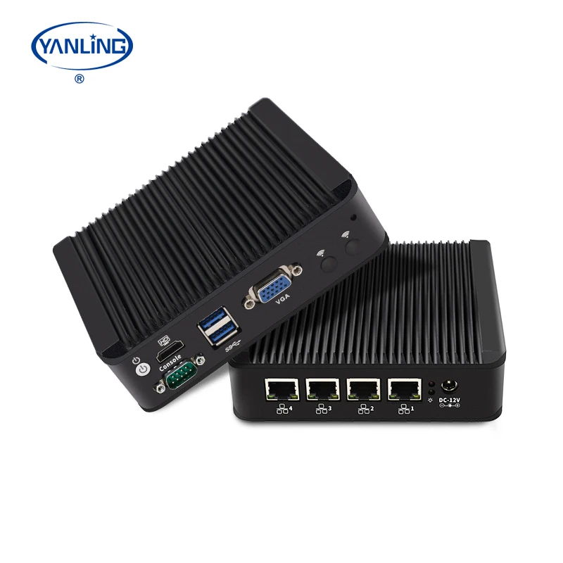 Yanling 4-портовый микро брандмауэр прибор J4125 четырехъядерный мини пк Max DDR4 8 гб COM DP HD