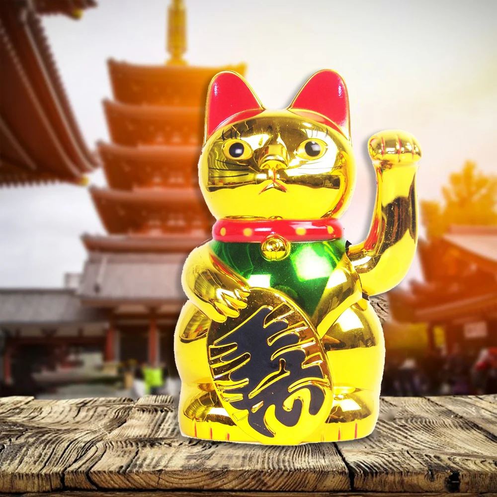 

Gold Feng Shui Money Cat Maneki Neko Beckoning Cat Japanese Lucky Wealth Cat Waving Arm Cat For Creative Gifts Room Table Decor