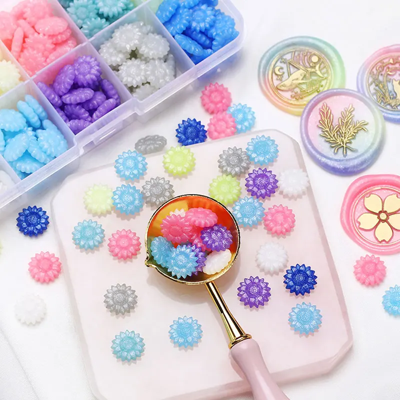 

100 шт., Воск для печати, блестящие восковые бусины, Подсолнух, жемчуг, воск, печать, бусины, штамп, свадебная фотография, «сделай сам», книга от...