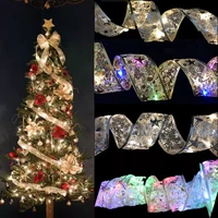 1m2m5m christmas ribbon with led lights waterproof for christmas tree decorations 2022 new year wall window home decorations