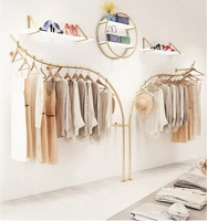 high end clothing store display rack stainless steel wire drawing titanium wing hanging rod support special shaped rack