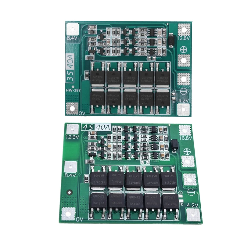 

3S 40A 18650 Li-Ion Lithium Battery Charger Protection Board Pcb Bms For Drill Motor 11.1V 12.6V Lipo Cell Module & 4S