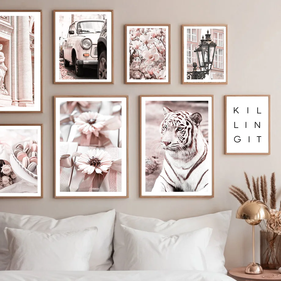 

Tiger Daisy Flower Macaron Street Fashion Nordic Posters And Prints Wall Art Canvas Painting Wall Pictures For Living Room Decor